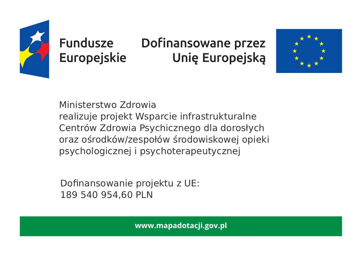 Zdjęcie do wiadomości Ministerstwo Zdrowia realizuje projekt Wsparcie infrastrukturalne Centrów Zdrowia Psychicznego dla dorosłych oraz ośrodków/zespołów środowiskowej opieki psychologicznej i psychoterapeutycznej.